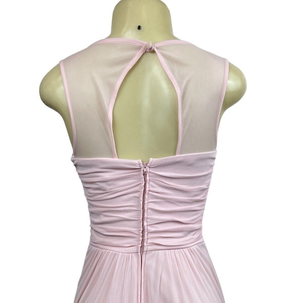 B. Darlin Womens Pink Beaded Mesh-Top Gown 1/2 Polyester Evening Dress