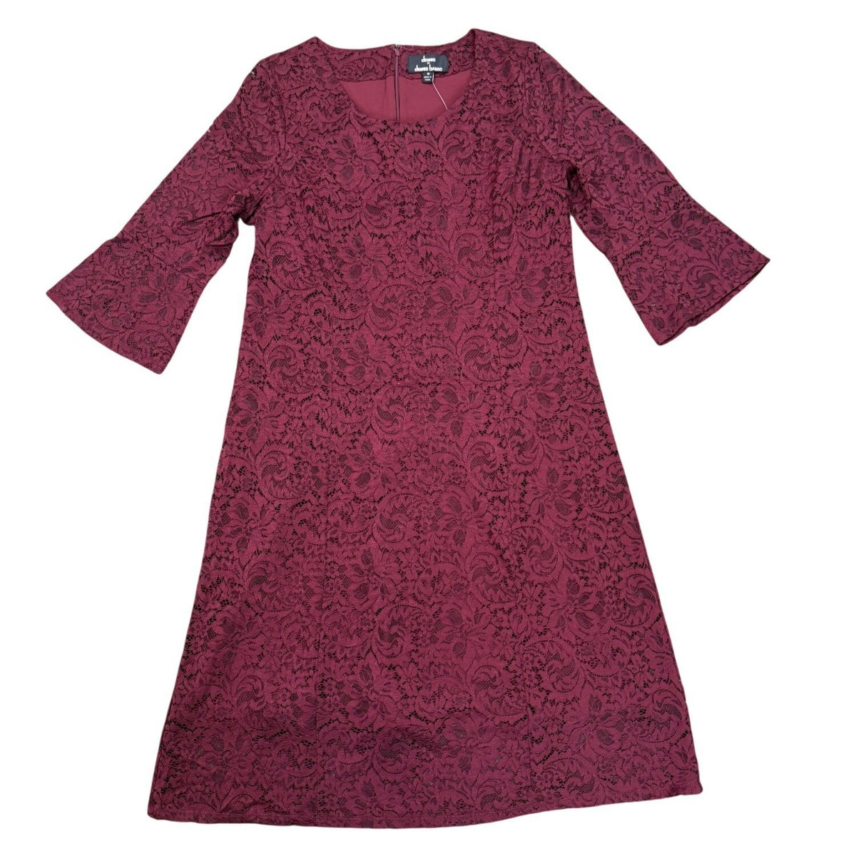 Dennis By Dennis Basso Womens Burgundy Lace A-Line Dress Size 16
