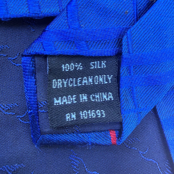 MLB Mens Blue Silk Tie With Plaid Design & Chicago Cubs Logo 100% Silk