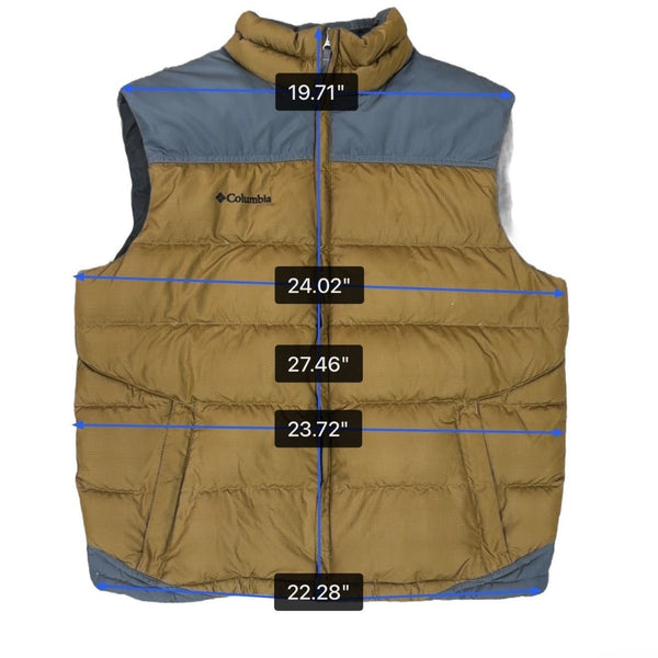 Columbia Mens Blue & Brown Puffer Vest Winter Outerwear Quilted Zip-Up Size L