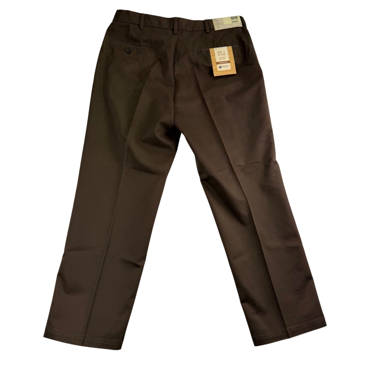 Haggar Mens Brown Pants Classic Fit Flat Front Sz 36W X 30L - New