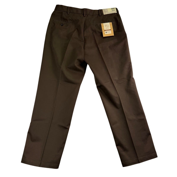 Haggar Mens Brown Pants Classic Fit Flat Front Sz 36W X 30L - New