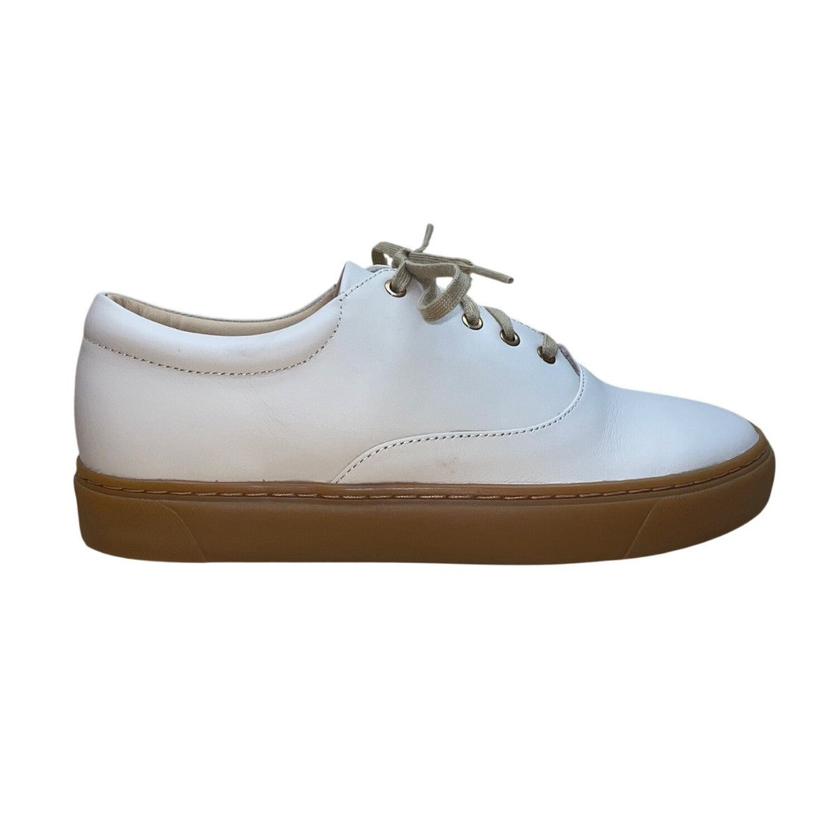 Nisolo Women’s White Leather Gum Rubber Sole  Lace-Up Sneakers Size 8.5