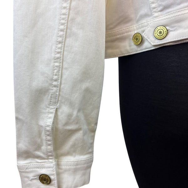 ISAAC MIRAHI LIVE White Denim Button-Up Jacket With Gold-Tone Hardware Sz 14