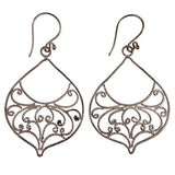 Silver Tone Filigree Women’s Dangle Drop Earrings Delicate Swirl Design Lightwei