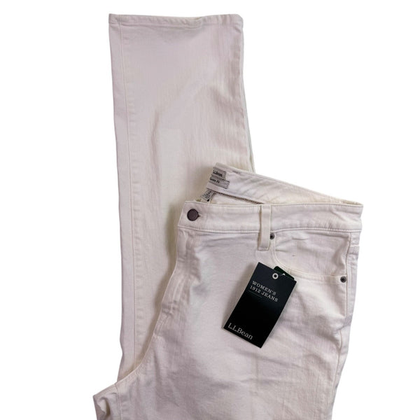 L.L. Bean Womens White Favorite Fit Jeans Regular Comfortable Size 16