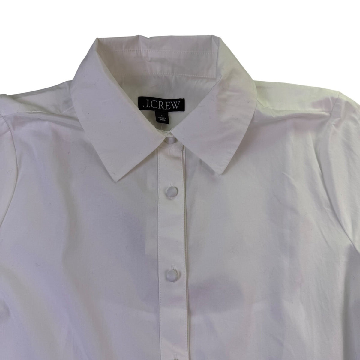 J. Crew Womens White Cotton Short-Sleeve Button-Up Ruffle Hem Dress Size S
