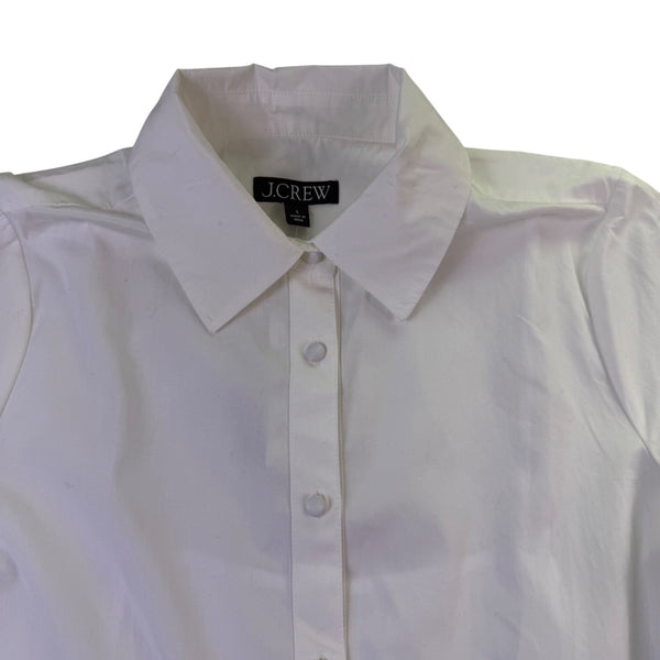 J. Crew Womens White Cotton Short-Sleeve Button-Up Ruffle Hem Dress Size S