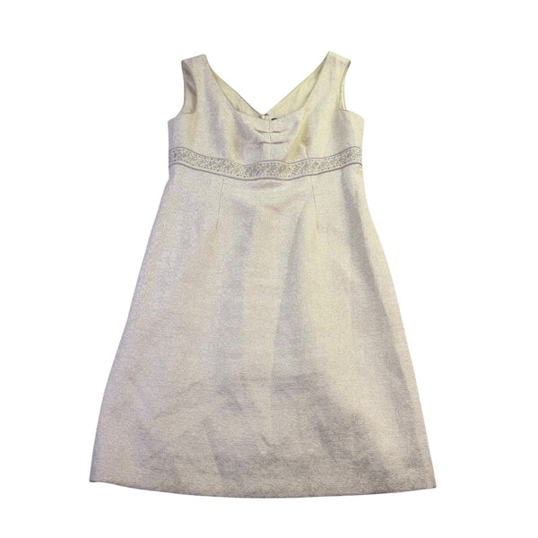 Tahari Womens Ivory Sleeveless Cocktail Dress With Embellished Waist Size 12