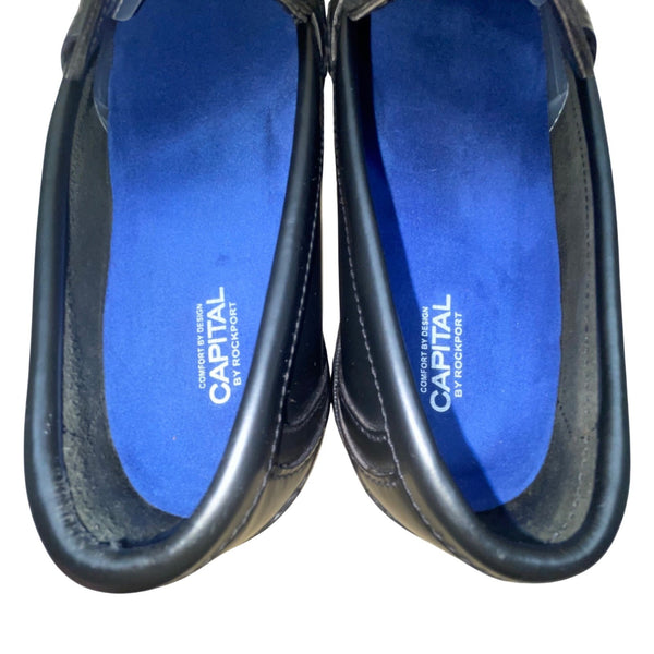 Capital By Rockport Men’s Black Leather Slip-On Endowment Penny Loafers Sz 11.5M