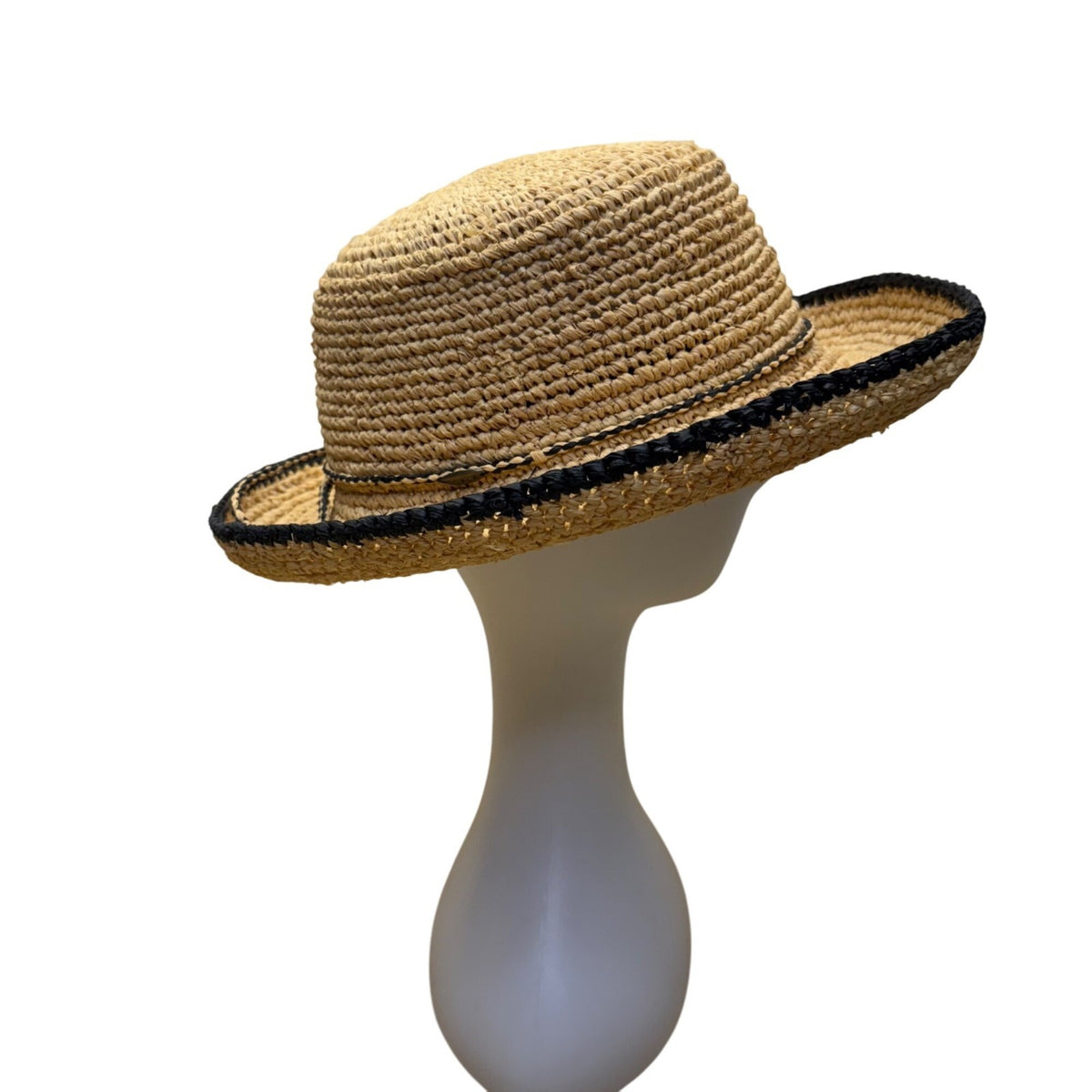 The Scala Collection Womens Natural Fiber Straw Hat Black Trim One Size