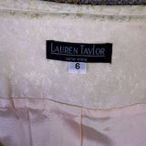 Lauren Taylor Womens Beige Jacquard Blazer & Slit Pencil Skirt Set Size 6