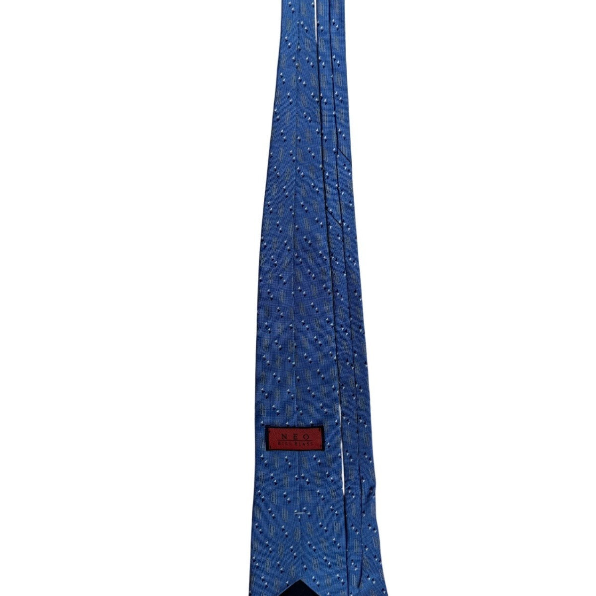 Neo Bill Blass Mens Blue Silk Patterned Necktie Diamond Motif Made In Mexico