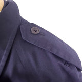 Navy Double-Breasted Womens Trench Coat Long Belted Cotton Blend Timele