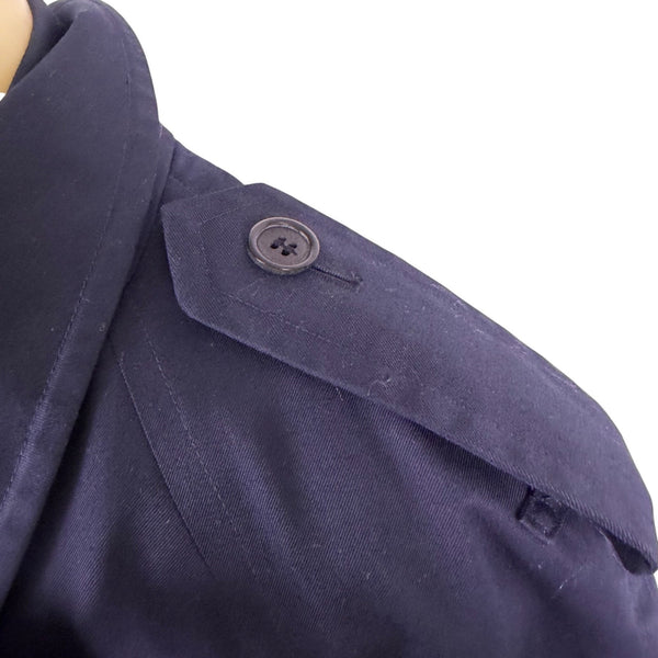 Navy Double-Breasted Womens Trench Coat Long Belted Cotton Blend Timele