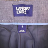 Lands End Womens Gray Flat-Front & Straight Fit Dress Pant Trousers Size 6