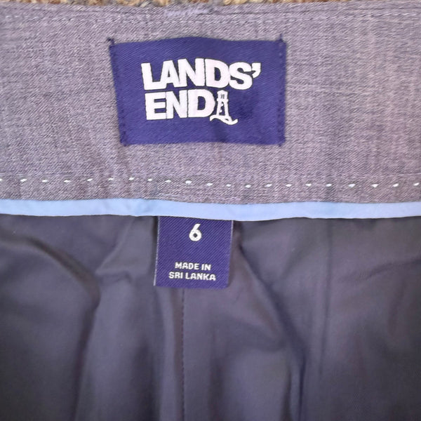 Lands End Womens Gray Flat-Front & Straight Fit Dress Pant Trousers Size 6