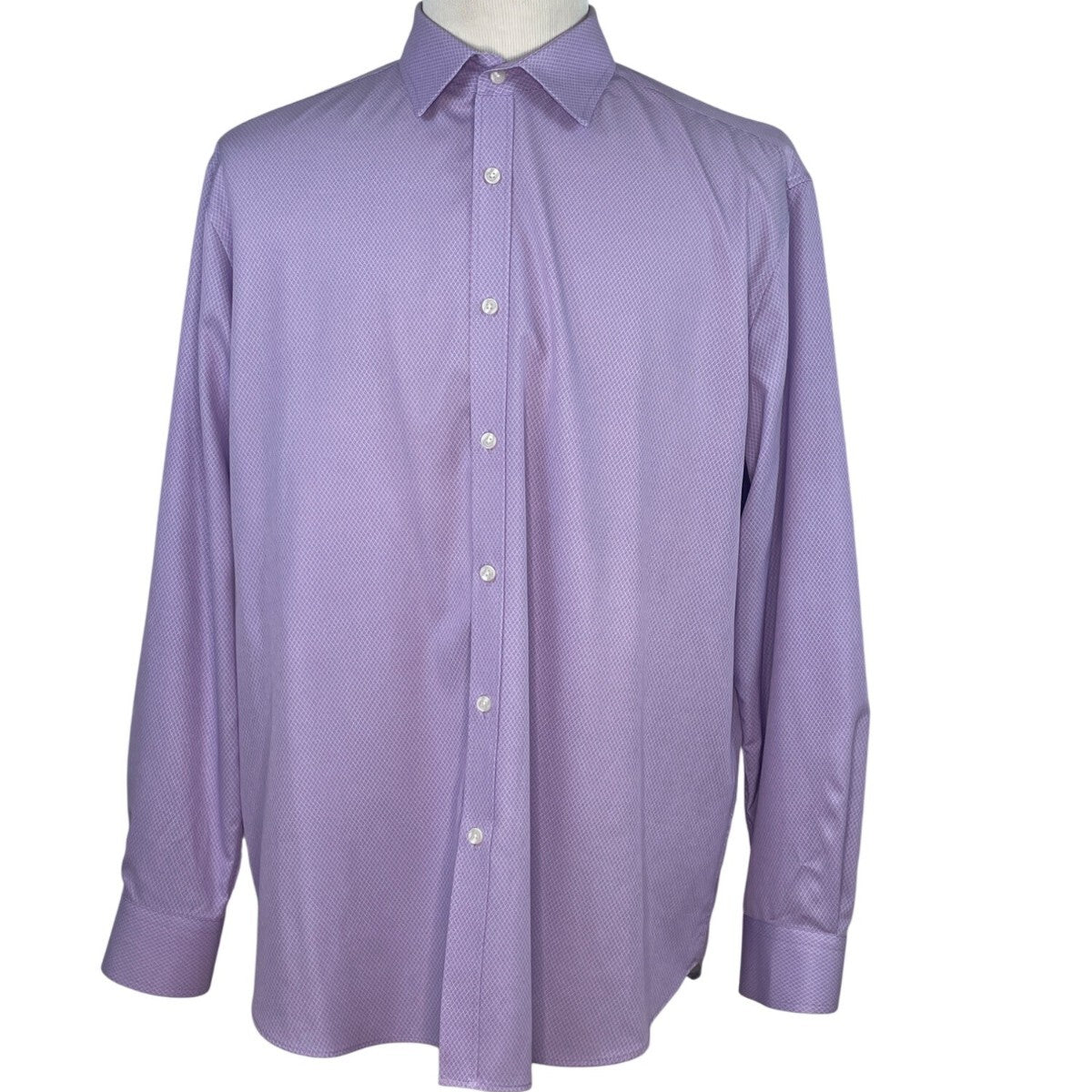 Con.Struct Mens Lavender Button-Up Long Sleeve Shirt Diamond Pattern Size XL