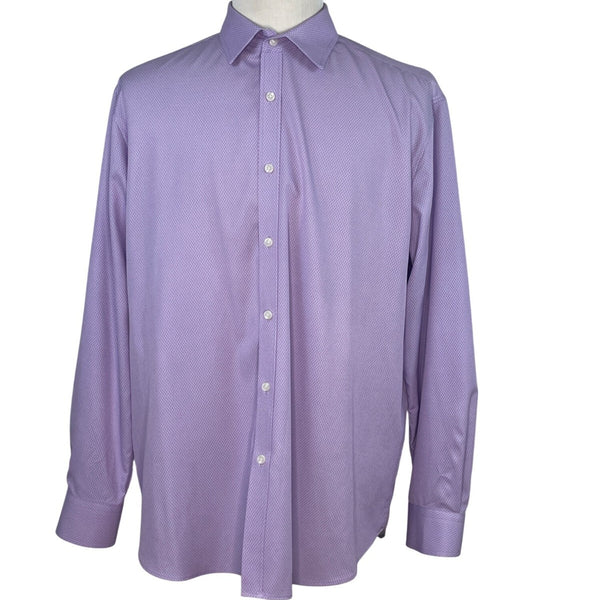 Con.Struct Mens Lavender Button-Up Long Sleeve Shirt Diamond Pattern Size XL