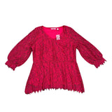 Isaac Mizrahi Live Women’s Pink Lace V-Neck Top With 3/4 Sleeve Size L