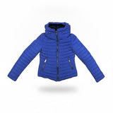 Zara Basic Womens Blue Quilted Winter Puffer Jacket W/ Zippered Pockets Size S