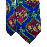 J. Garcia Mens Multicolor Silk Necktie Abstract Geometric Pattern Made In China