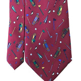 Save The Children Mens Red Silk Golf Themed Novelty Tie 