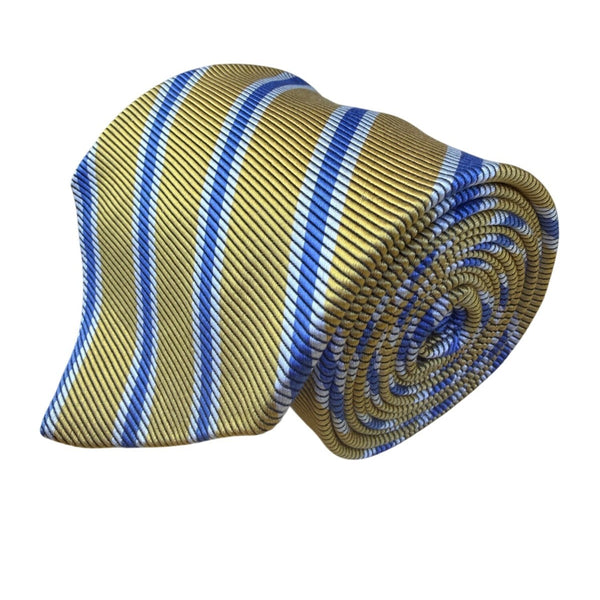 Brooks Brothers Mens Yellow & Blue Striped Pure Silk Necktie