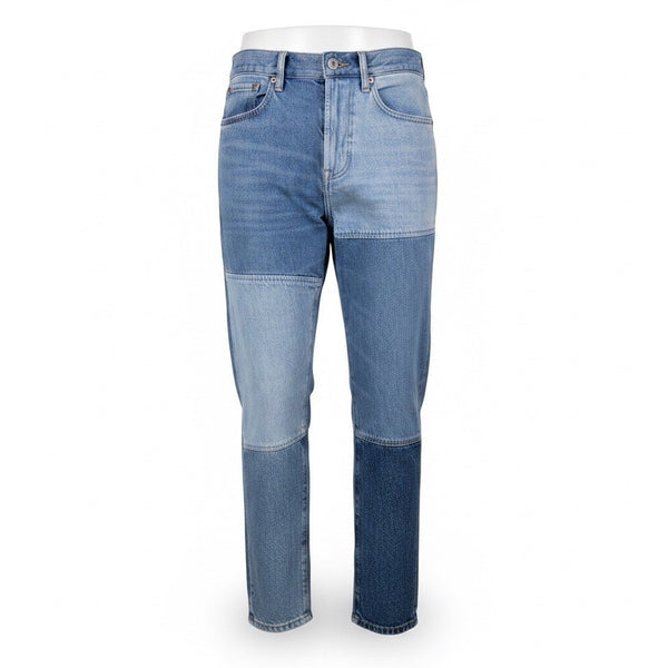 Pacsun Mens Blue Denim Patchwork Slim Taper Jeans Cotton Casual Size 30x30