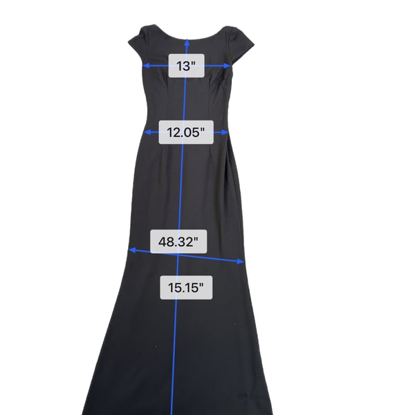 Katie May Womens Black Formal Maxi Dress Elegant Cap Sleeve Size 4