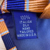 Paul Fredrick Mens Navy & Gold 100% Italian Silk Striped Hand-Tailored Tie