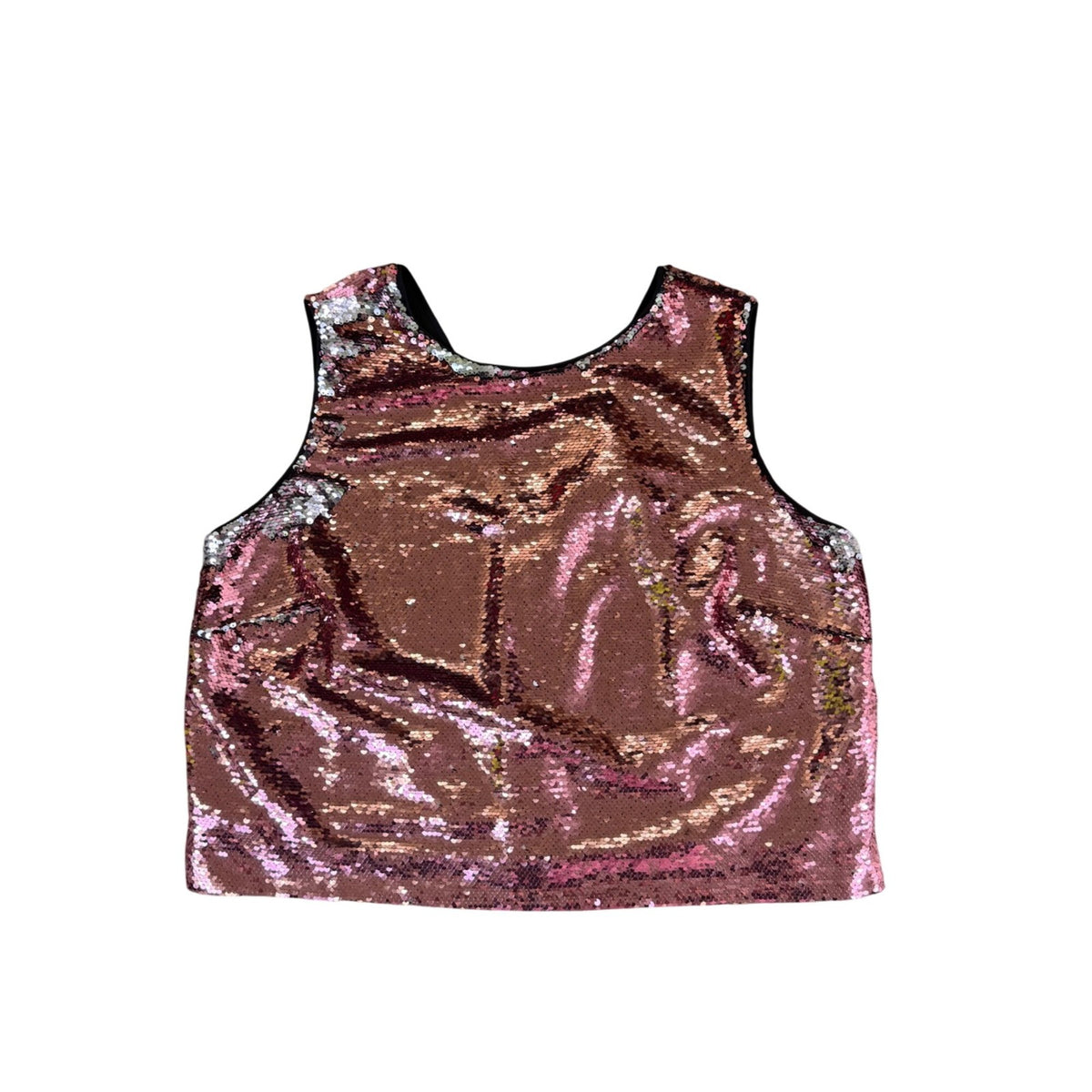 Eva Mendes Womens Rose Gold Sequined & Sleeveless Party Tank Top Size XL