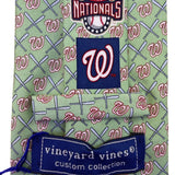 Vineyard Vines Mens Green 100% Silk Washington Nationals Logo Patterned Tie