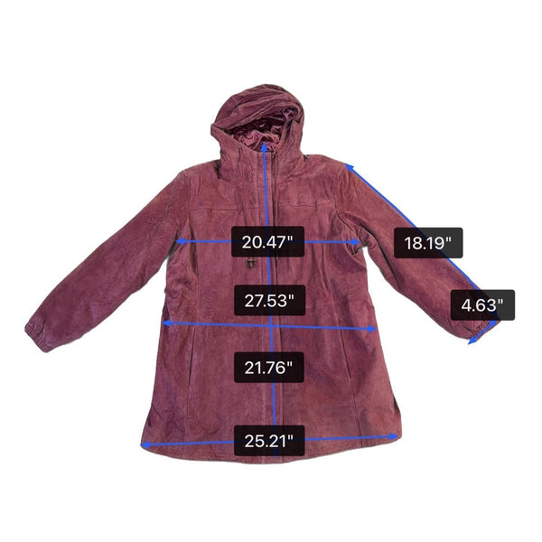 JL Studio Womens Mauve Genuine Leather Hooded Jacket Size 2X