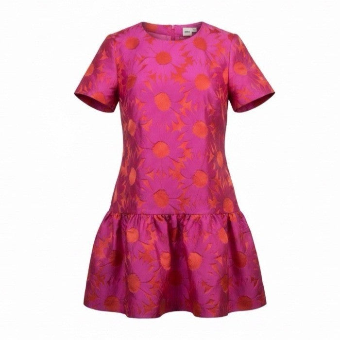 ASOS Womens Pink & Orange Floral Print Drop Hem Dress Size 14