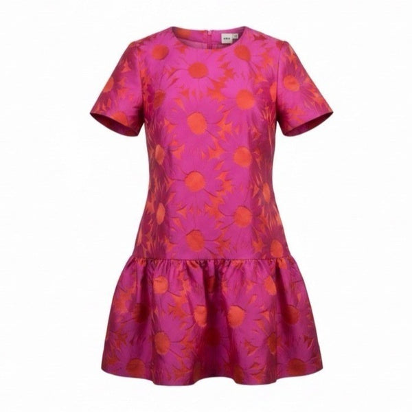 ASOS Womens Pink & Orange Floral Print Drop Hem Dress Size 14