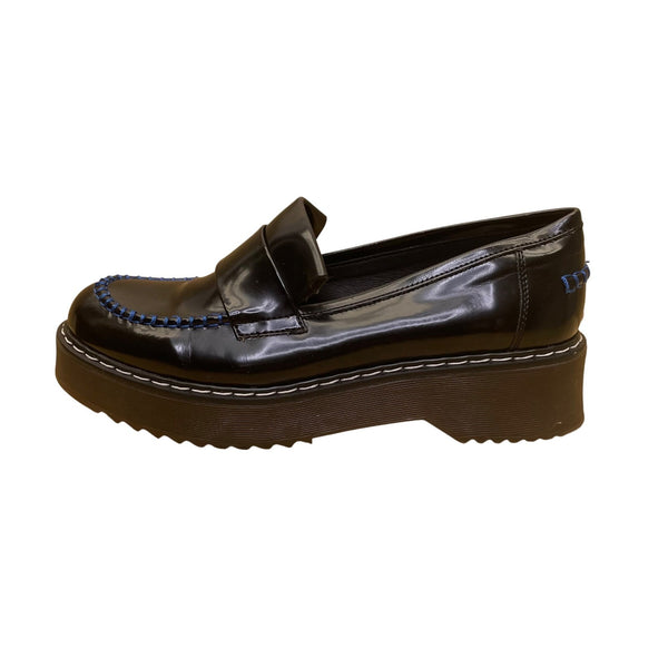 Steve Madden Women’s Black & Blue Stitching Platform Shelton Loafers Size 7