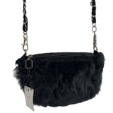 Unbranded Women's Black Faux Fur Crossbody Evening Clutch Sz S - NWT