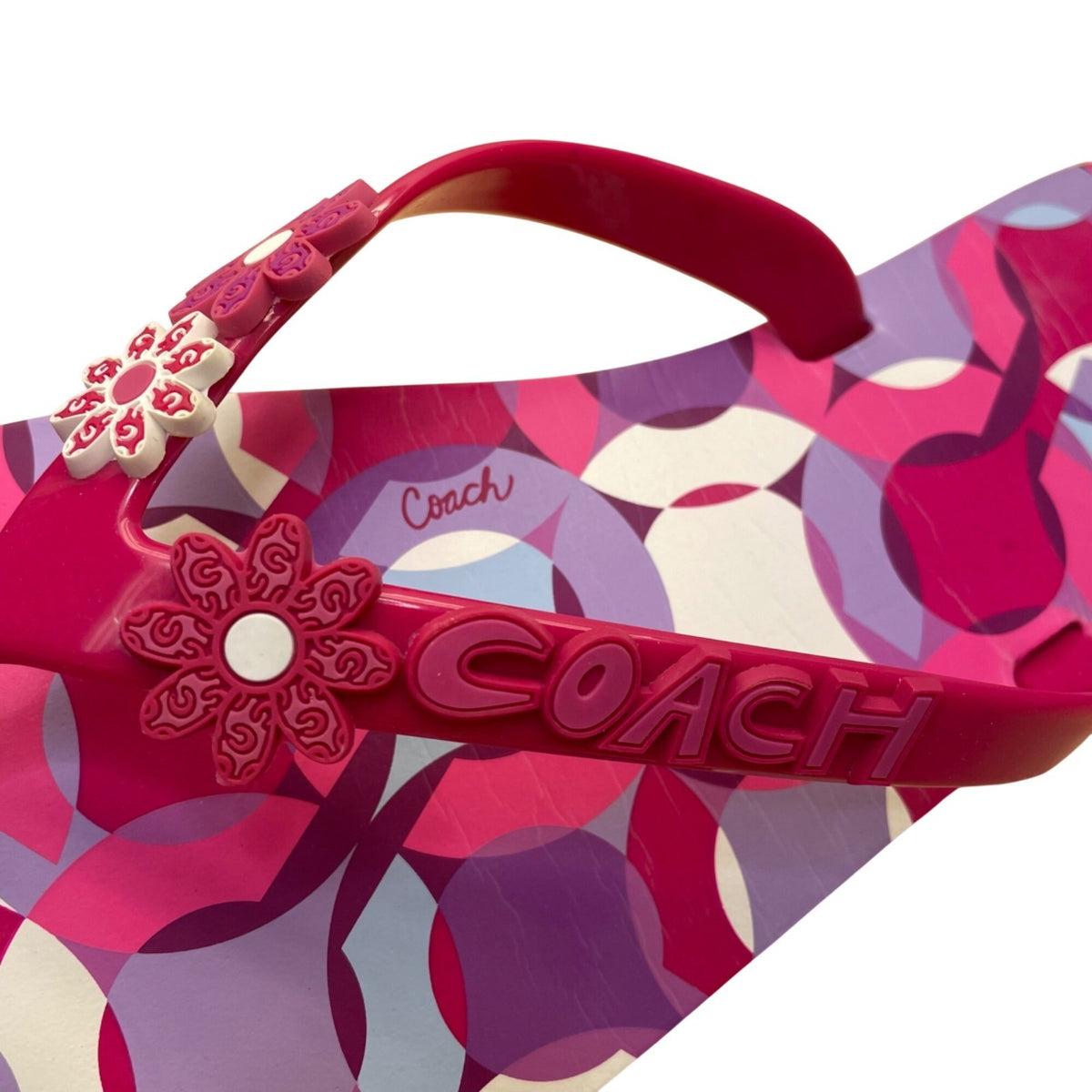 Coach Women’s Red & Purple Floral Rubber Kerrie Flip Flop Sandals Size 11B