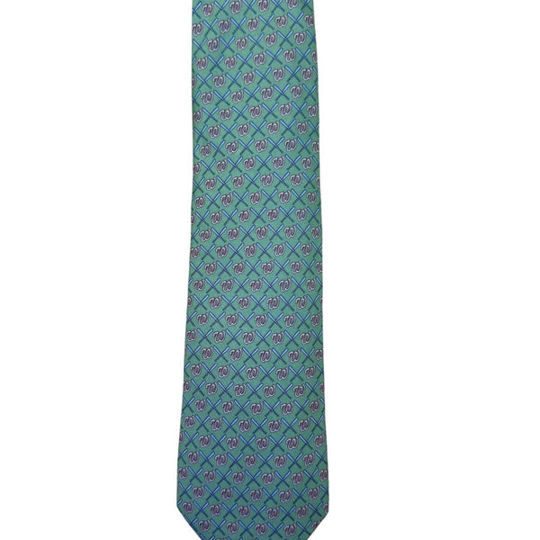 Vineyard Vines Mens Green 100% Silk Washington Nationals Logo Patterned Tie