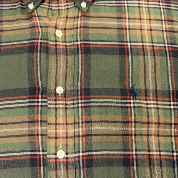 Ralph Lauren Mens Green Plaid Button-Down Shirt Long Sleeve Classic Fit Sz L