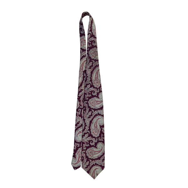 Polo By Ralph Lauren Mens Burgundy Silk Paisley Tie Classic Pattern Elegant