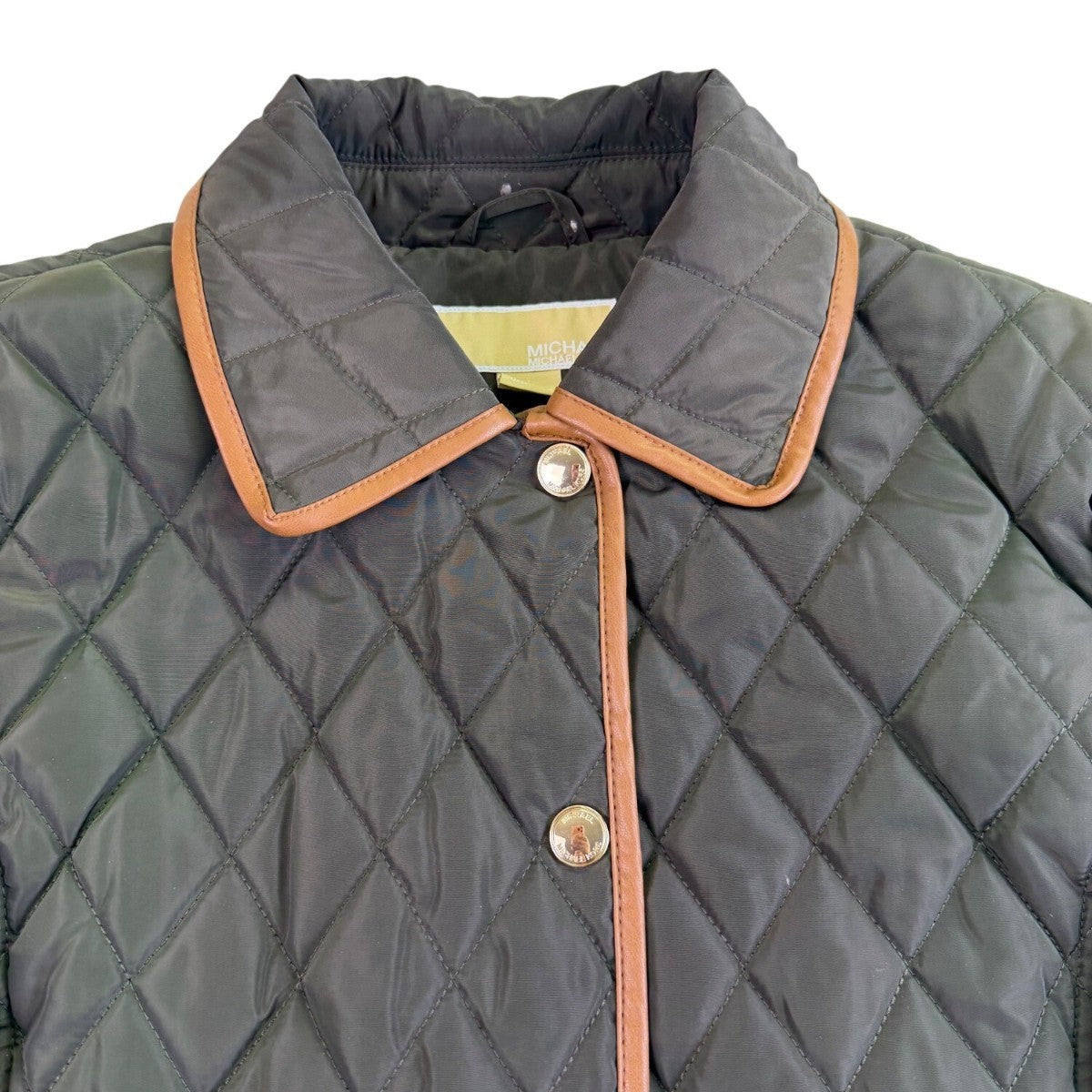 Michael Michael Kors Womens Olive Quilted Jacket Classic Design Sz L