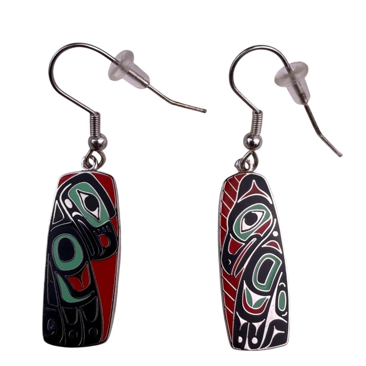 Greg Homer Women Red & Black Enamel Dangle Earrings