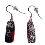Greg Homer Women Red & Black Enamel Dangle Earrings