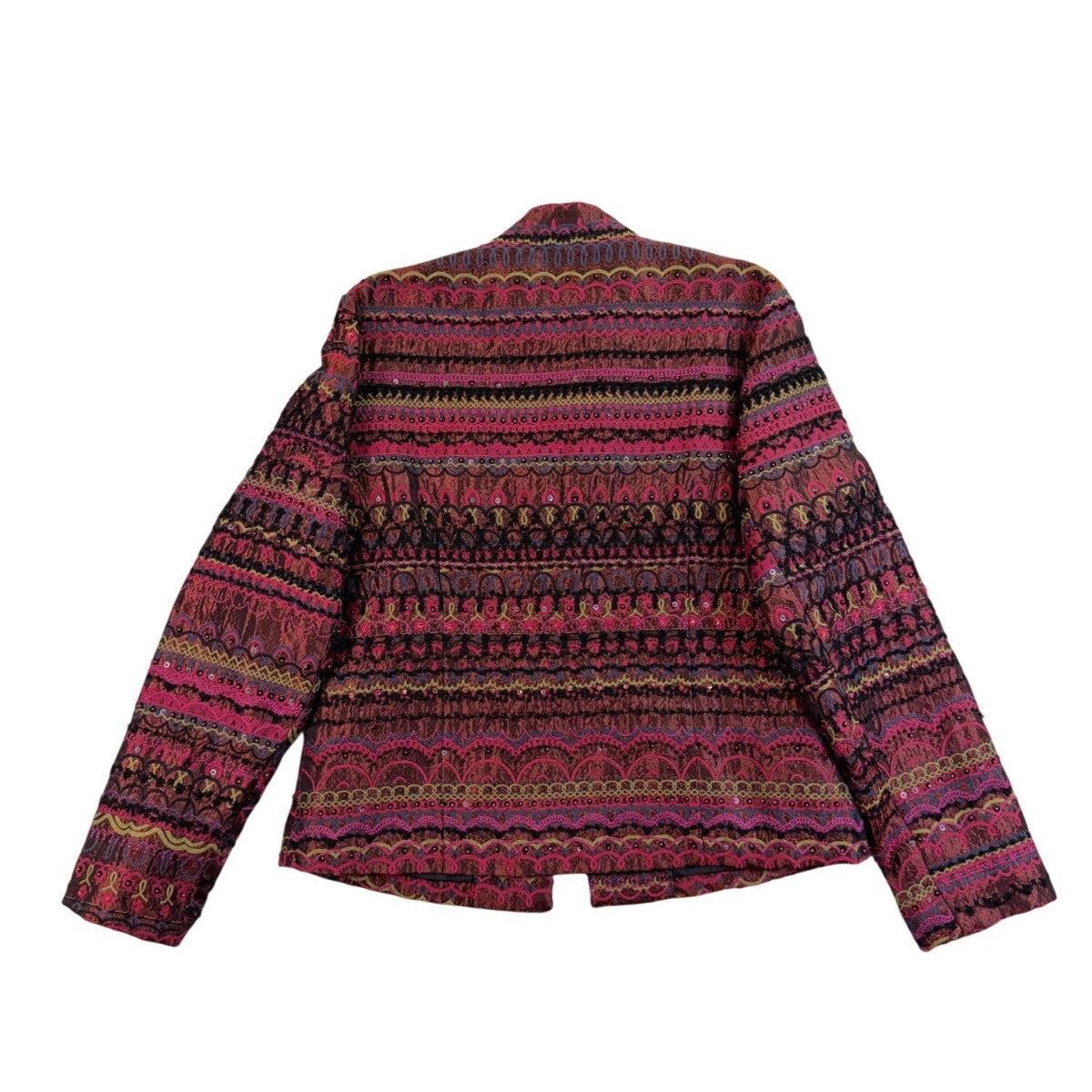Chicos Womens Pink & Black Patterned Edanas LS Jacket Stylish Size 1