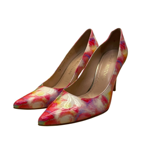 Stuart Weitzman Womens Multicolor Patterned Pointed Toe Pumps Heels Sz 6.5 M