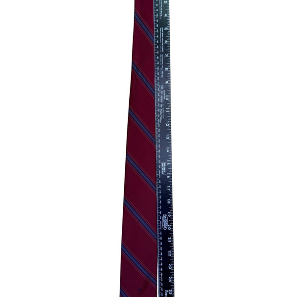 Christian Dior Mens Maroon Striped Polyester/Silk Classic Tie