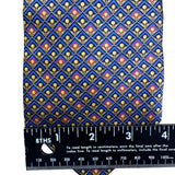 Fabergé Mens Blue All Silk Geometric Patterned Handmade Tie Made In USA