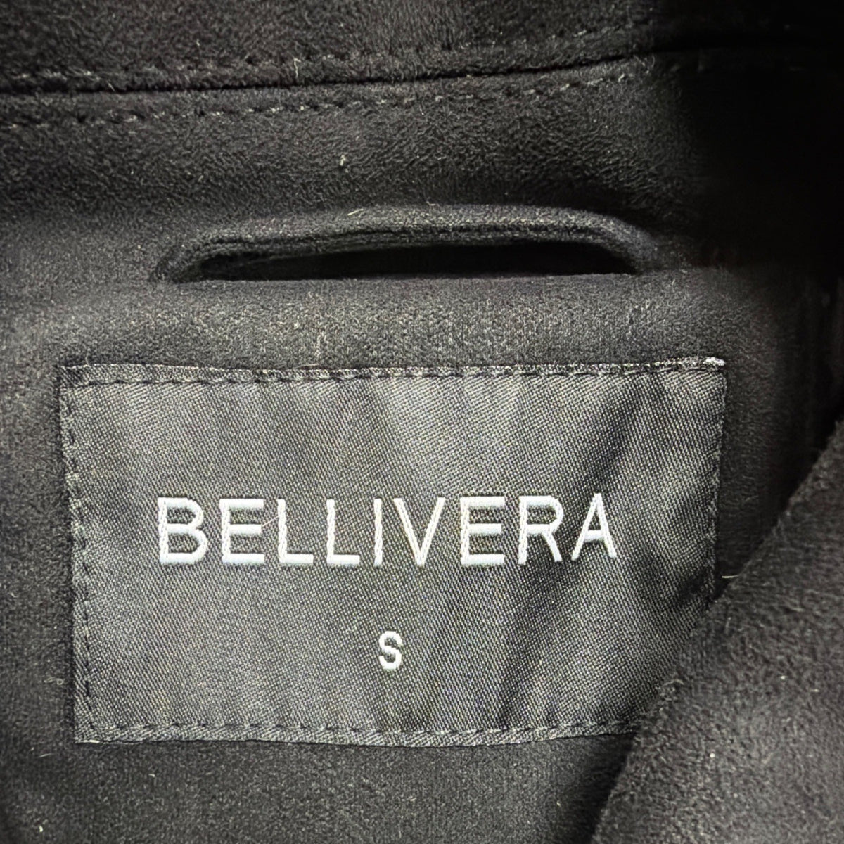 Bellivera Womens Black Polyester Suede Moto Jacket Zippered Pockets Sz S